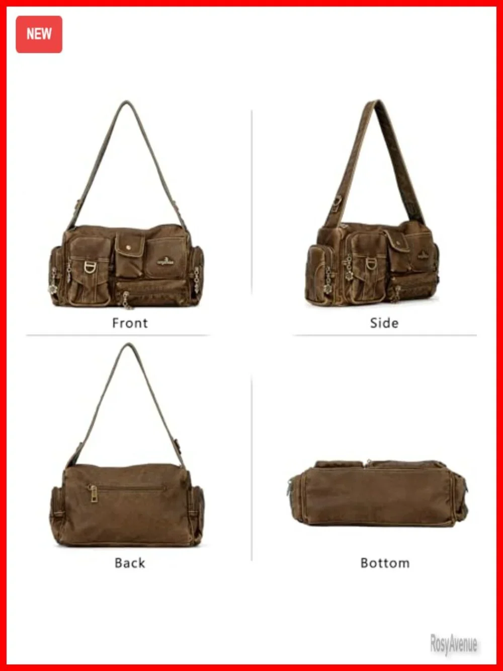 Faux Leather Hobo Shoulder Bag Crossbody Purse with Adjustable Strap